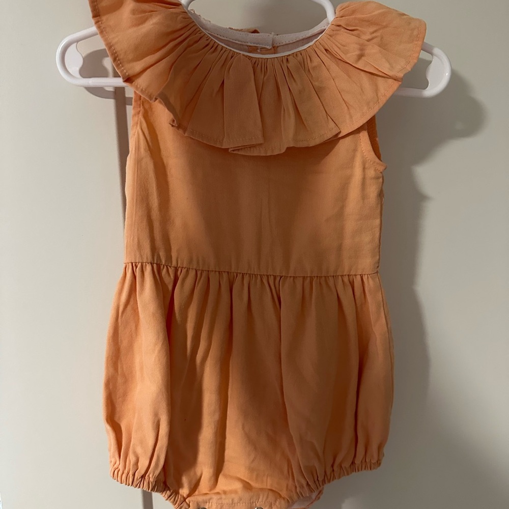 Vignette Orange Ruffled Baby Romper